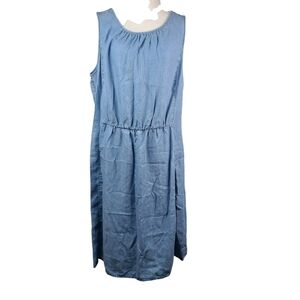 Beach Lunch Lounge light blue chambray sleeveless dress women's size large